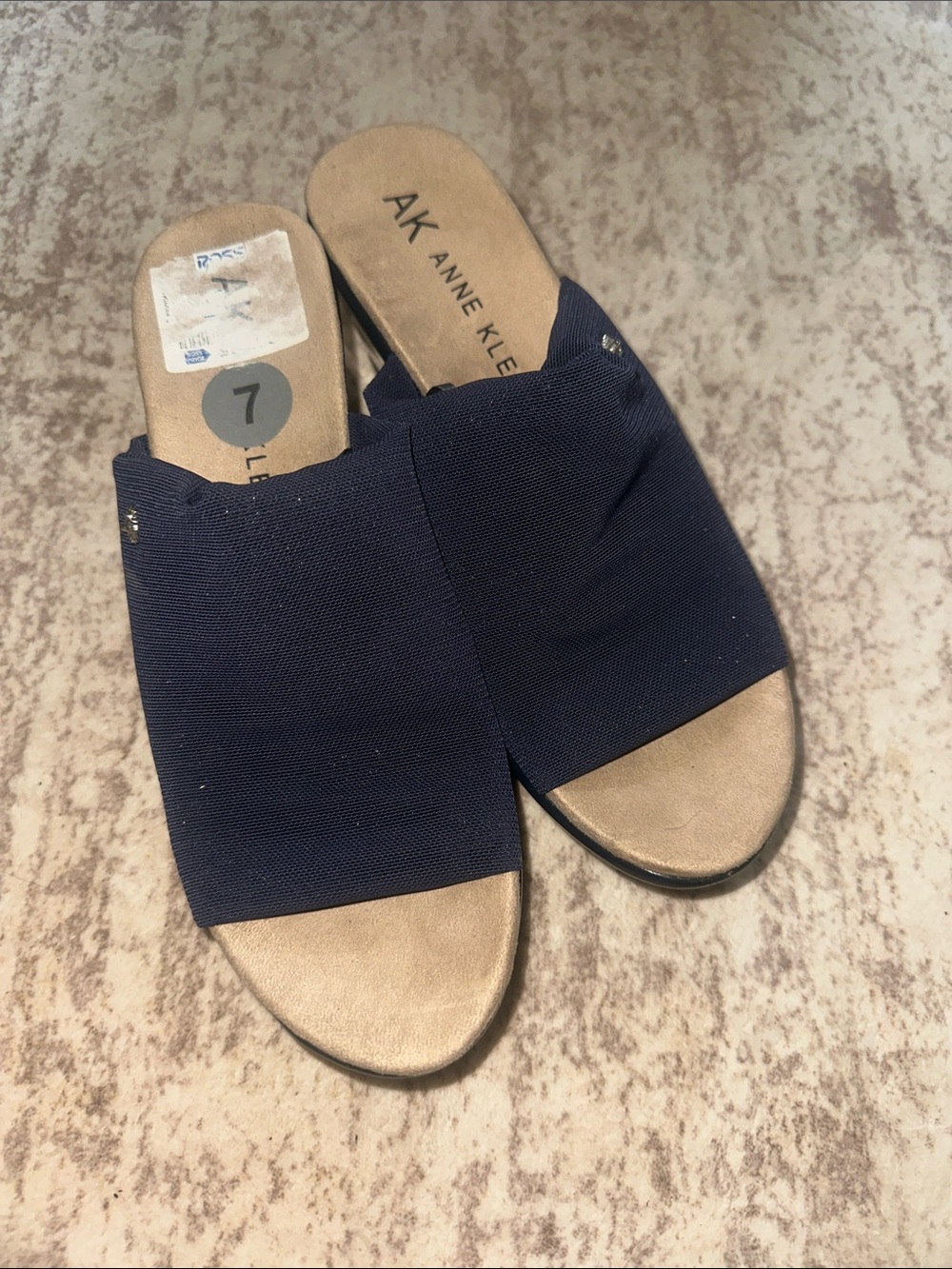 Anne Klein Black Open-Toe Slide Mules with Decorative Studs